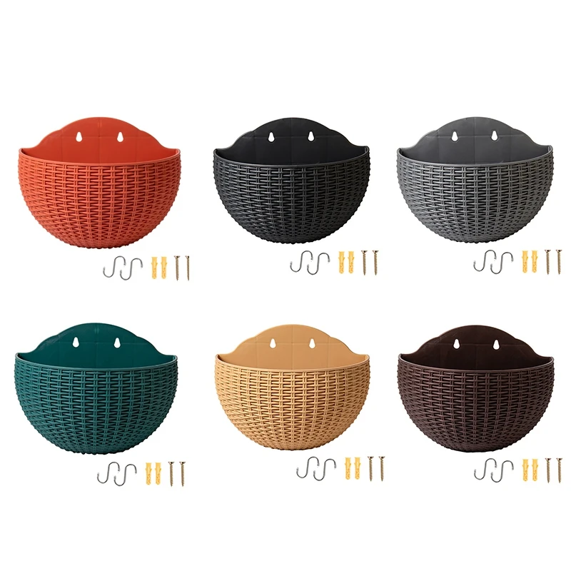 

Wall Flower Pots Wall-Mounted Flower Pots Semi-Circular Fence Flower Pots With Drainage Hooks