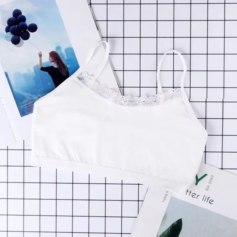 4PC Teen Bra Girl Vest Cotton Spandex Big Girl's Sport 8-14 Years Adolescente Kids Underwear image 2