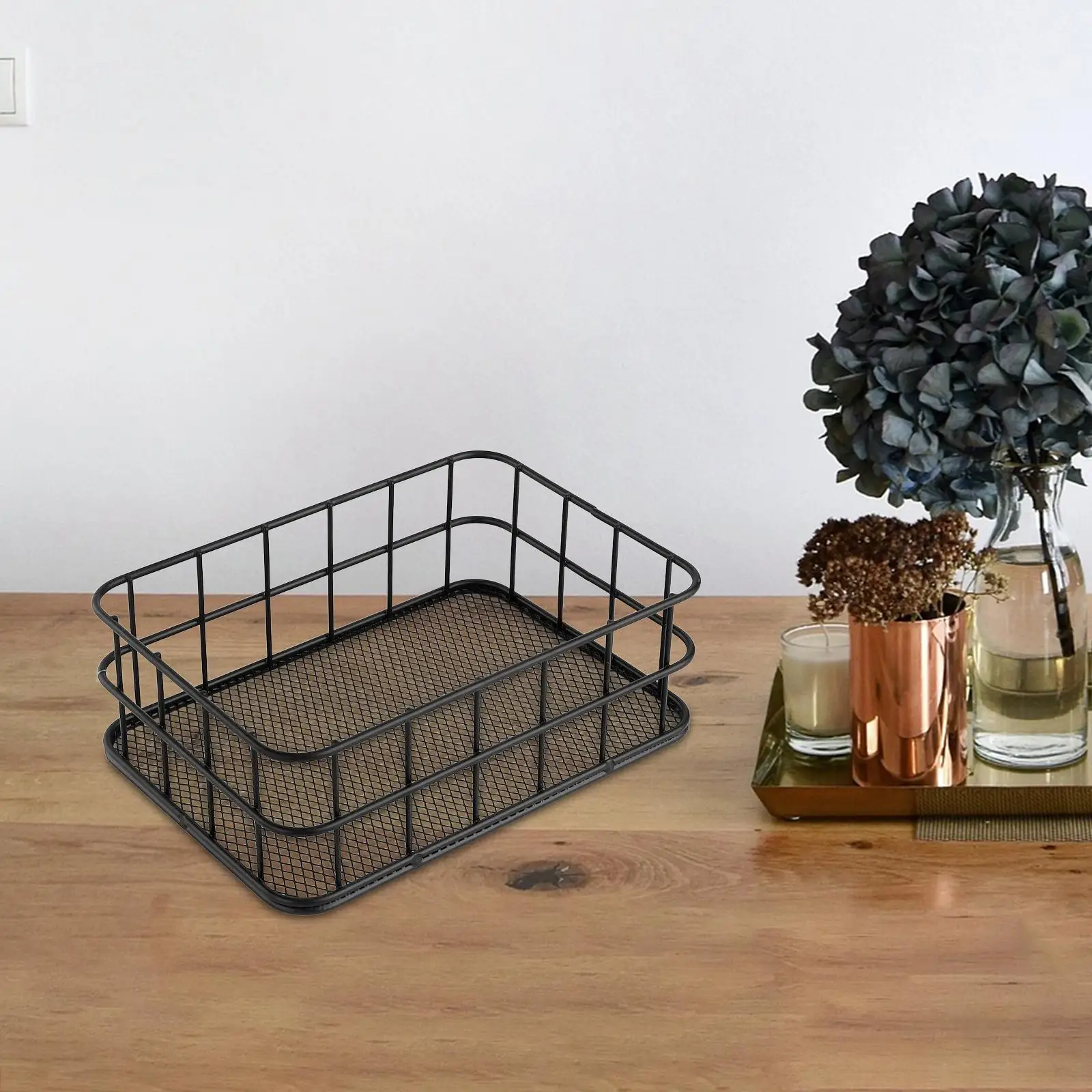 Wire Basket Stackable Rustic Decorative Rectangular Vintage Metal Storage Basket for Bedroom Tabletoptabletop Laundry Room Decor