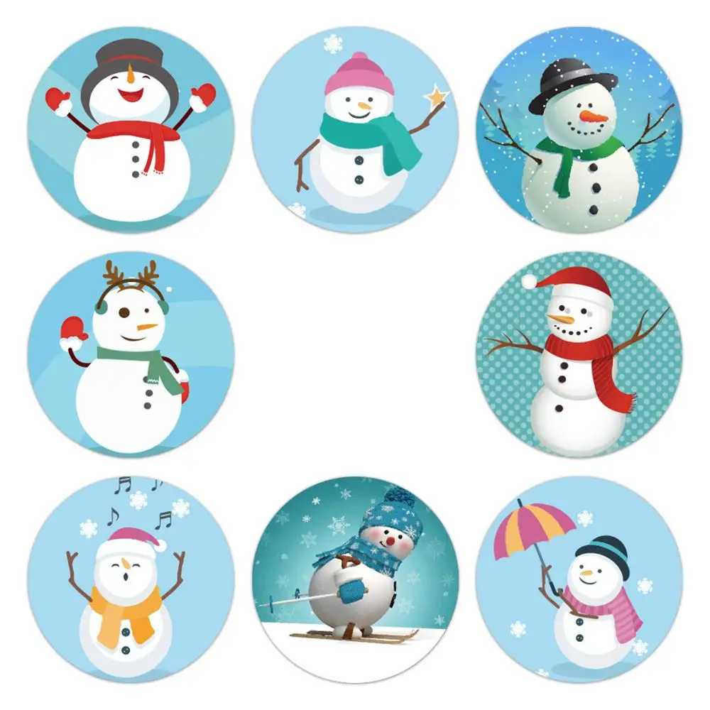 50-500pcs seal label sticker Merry Christmas sticker 1 inch snowman Christmas, for party DIY packaging stationery sticker