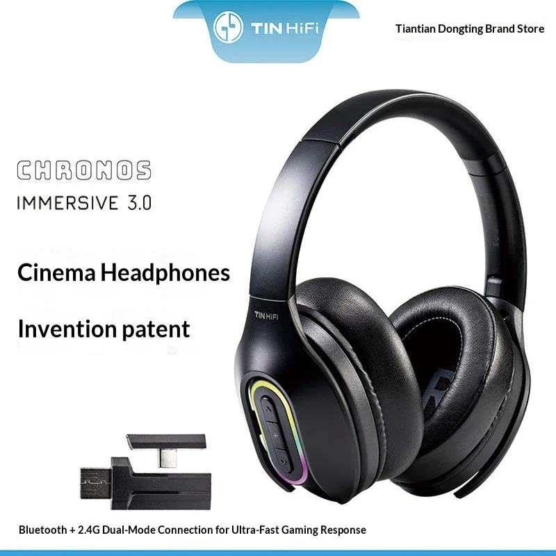 TINHIFI CHRONOS Wireless Bluetooth 2.4G Over-Ear Gaming Headphones Immersive 3.0 RGB For Gifts