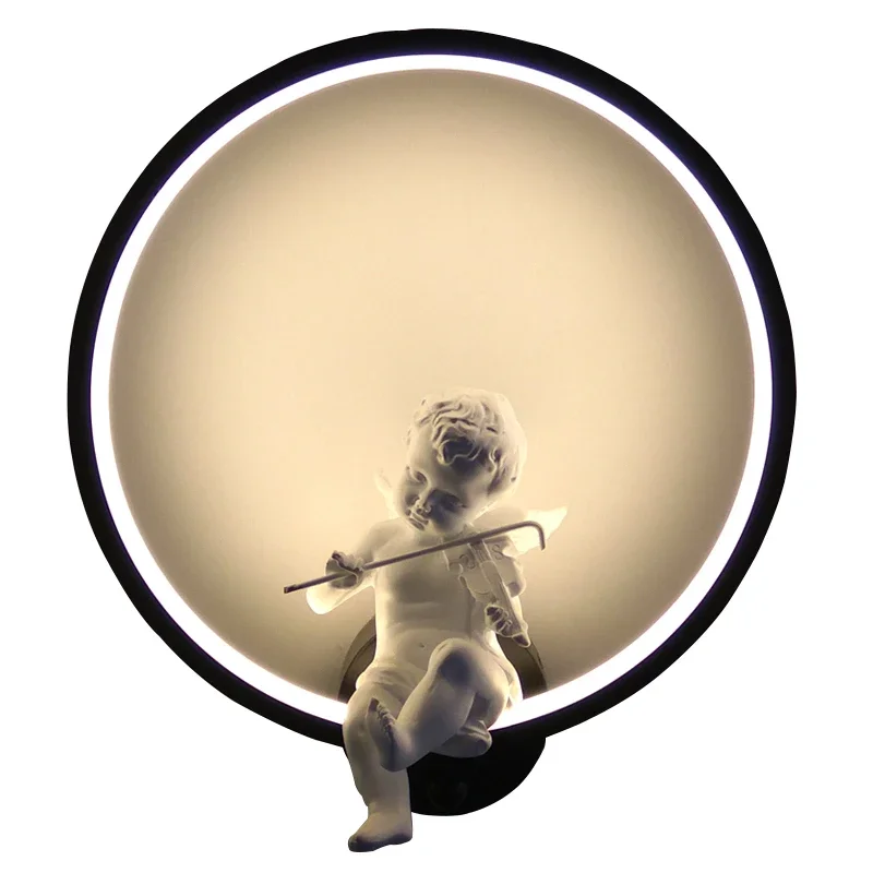 

Nordic LED Wall Lamps Interior Black White Bedside Lamp Light Simple Art Angel Bird Corridor Sconce Home Decor Lights WJ10