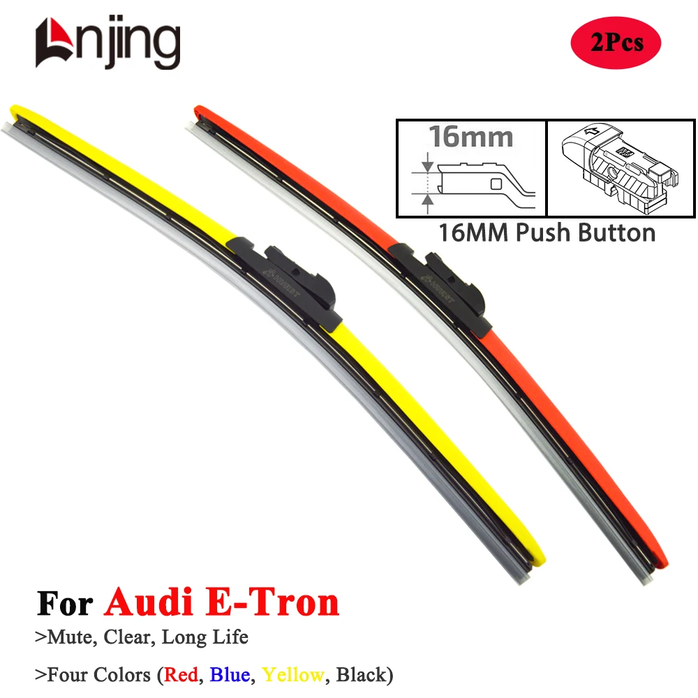 LNJING Colorful Wiper Blades For Audi E-Tron GT 2018 2019 2020 2021 2022 2023 2024 2025 Car Accessories Red Yellow Hybrid Wipers