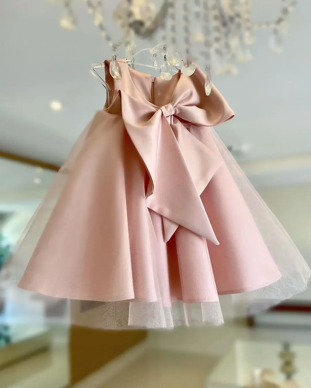 Ropa de bebé niña para bautismo, fiesta de cumpleaños, boda, vestido de baile de princesa, malla con lazo, vestidos sin mangas para niña