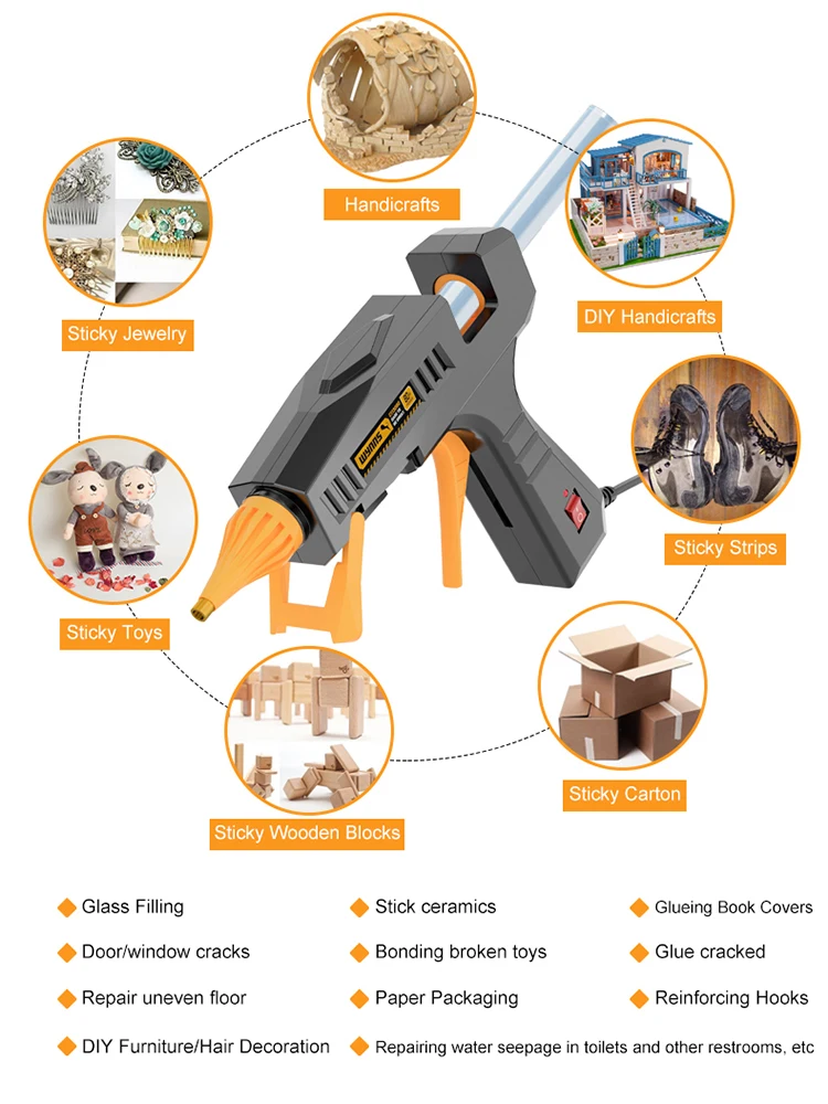 WYNNS 25/40/60/80/100-240W Hot Melt Glue Gun with 10/30/60 Glue Sticks Fast Preheating Hot Melt Gun Repair Tool for DIY and Home