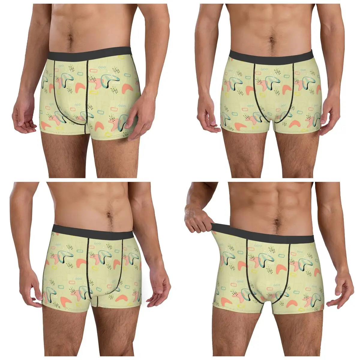 Boxer Underpants Shorts Retro Eames-Era Atomic Inspired Geometry Pattern Panties Male Comfortable Underwear Man Boyfriend Gifts