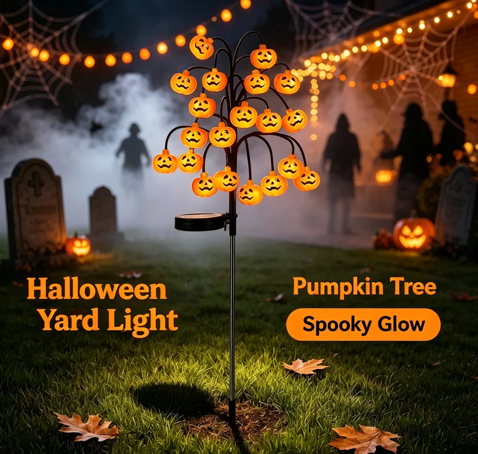 Pumpkin Stake Solar Lamp Halloween Yard Patio Waterproof for Villa Park Landscape Decor Party Style Outdoor Walkway Lighting