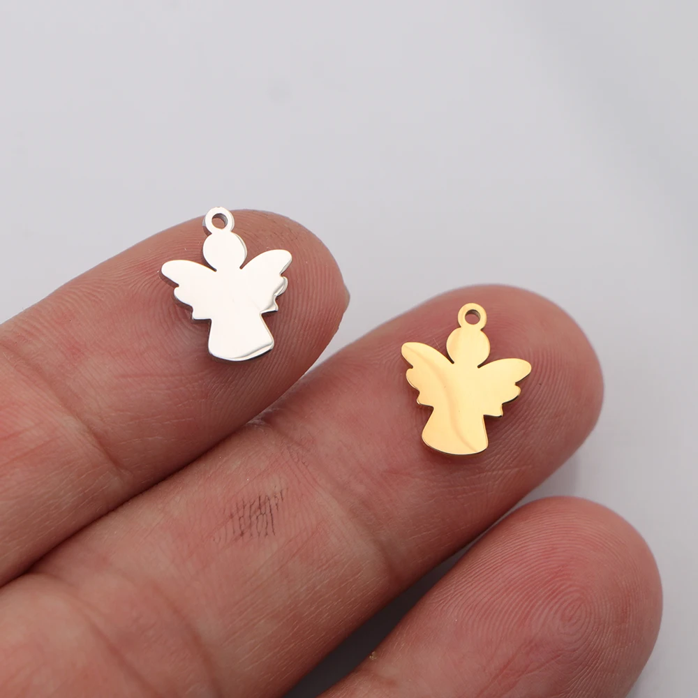 Image of 10 teile/los Spiegel Poliert Edelstahl Mini Engel Charms Anhänger für Mode Schmuck, Die Entdeckungen DIY Handgemachte Lieferungen