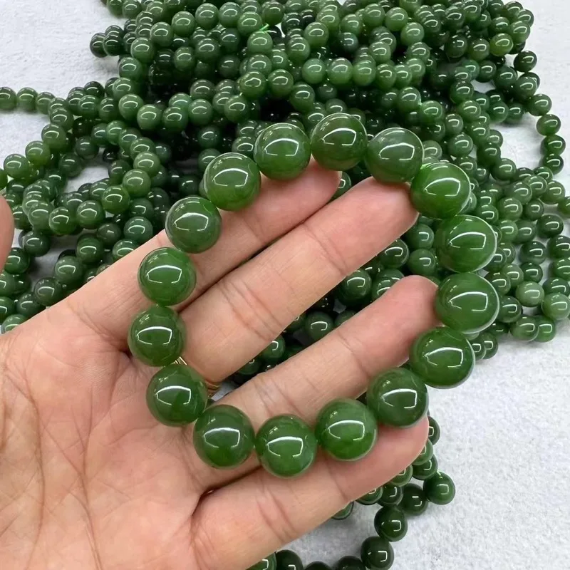 Hetian Jadeite Light Green 12Mm Bracelet, Delicate And Without Black Spots