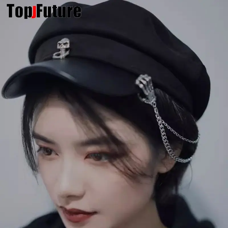 6 stylów Custom Make Customized Women Harajuku Gothic Lolita Beret hat Cap Y2K Girl Steampunk Spiker Punk Lace handmake Czapki przeciwsłoneczne