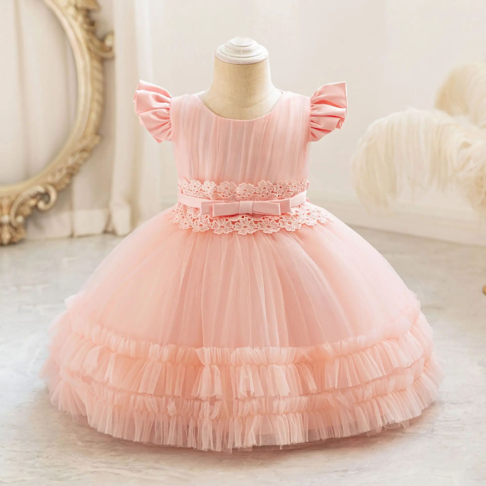 

Baby Toddler Flutter Sleeves Wedding Flower Girls Birthday Party Pageant Toddler Formal Dress Cupcake Tutu TT103