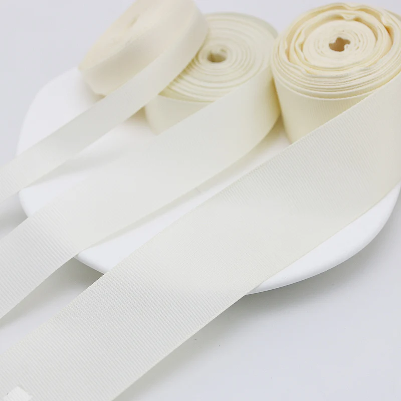 (10 Meters/lot) Beige Grosgrain Ribbon Handmade Gift Wrap Christmas Decorations Ribbons Decoration Party Wholesale(12/25/40mm)