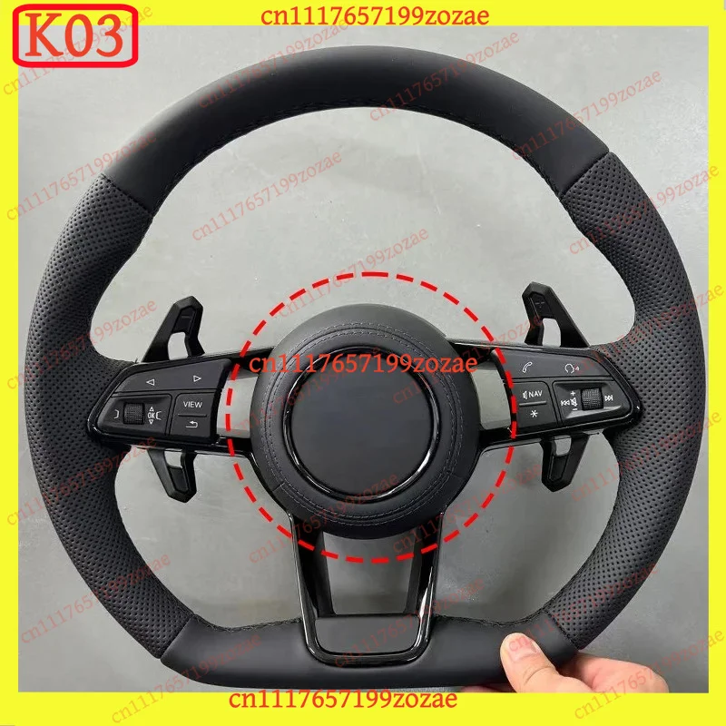 k3 Leather & Alcantara Steering Wheel Cover for Audi-Compatible Models A3/A4/A5/Q5/Q7 - Custom Fit Car Interior Accessory