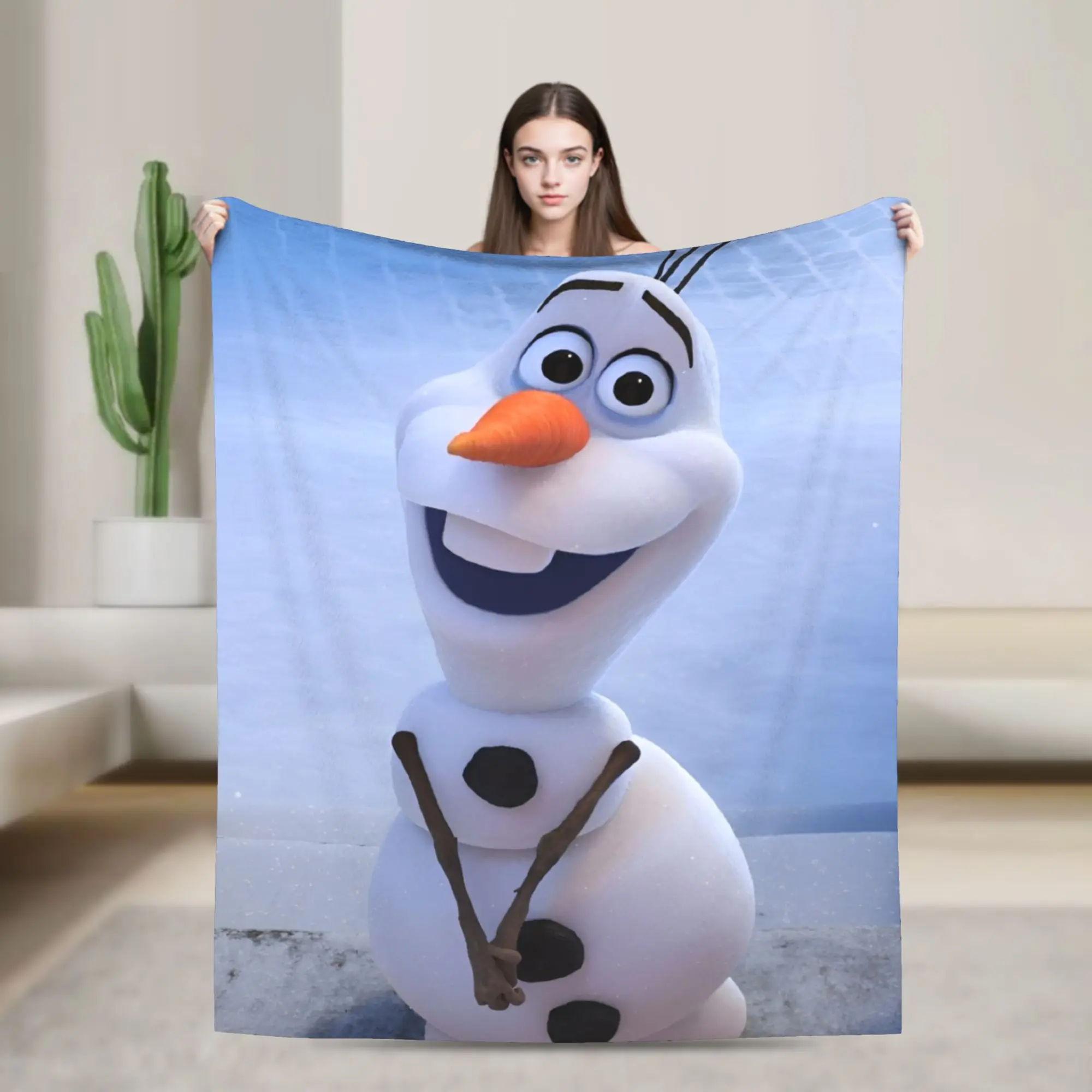 

Warm Soft Blanket Travel Office Frozen Olaf Cartoon Bedding Throws Flannel Bedspread For Bedroom Aesthetic Sofa Bed Cover