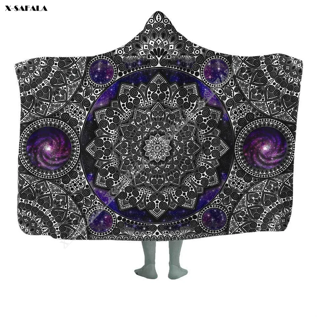 

GALAXY MANDALA 3D Printed Overcoat Hooded Blanket Coat Robe Fleece Velvet Men Women Cloak Samurai Thick Warm Windproof