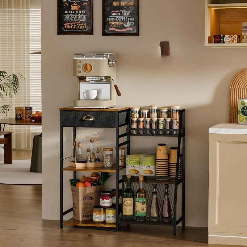 Modern Simple Multifunctional Coffee Machine Shelf Coffee Cup Holder Kitchen Storage Shelf with Drawer