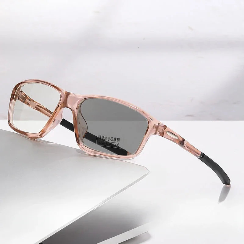 0-50 ~ -75 광변색 색상 근시 안경 초경량 버전 학위 안티 블루 라이트 플랫 안경 선글라스 스포츠