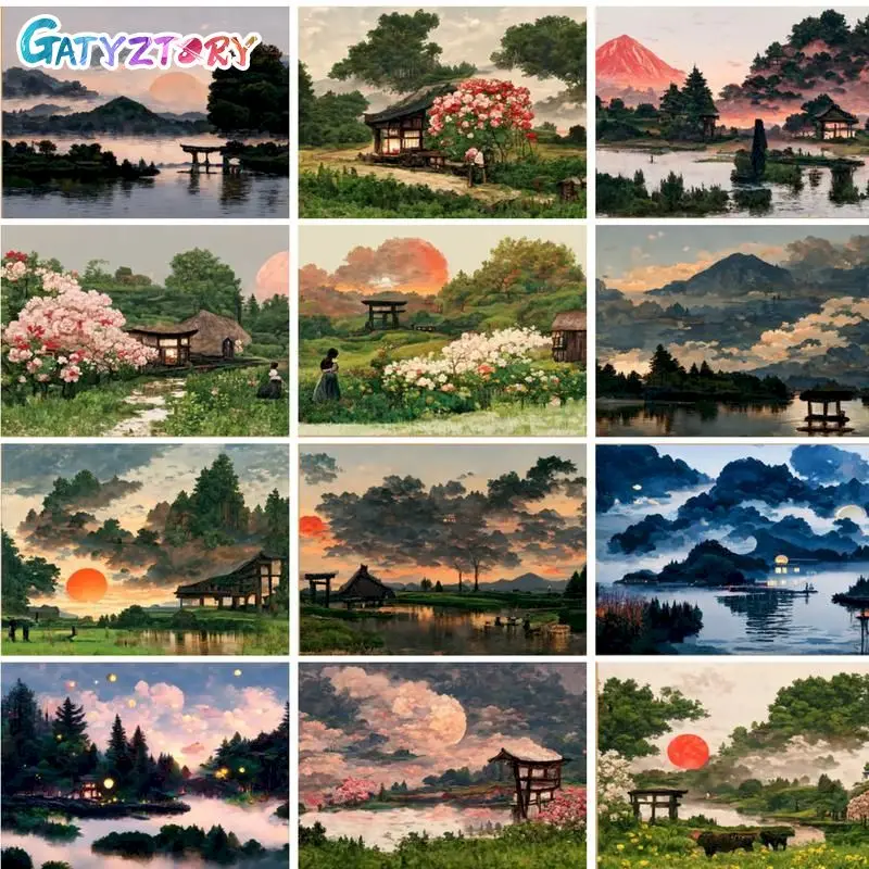 

GATYZTORY Acrylic Painting By Numbers Handiwork Coloring By Numbers Mountain Landscape Number Painting Wall Decor Gift For Adult