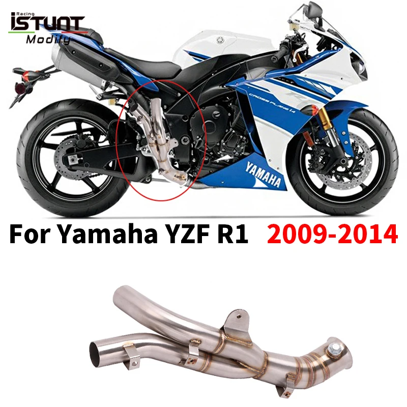 For Yamaha YZF R1 2009 - 2014 Motorcycle Exhaust Escape System Modified Mid link Pipe plug and play Connect Original Muffler