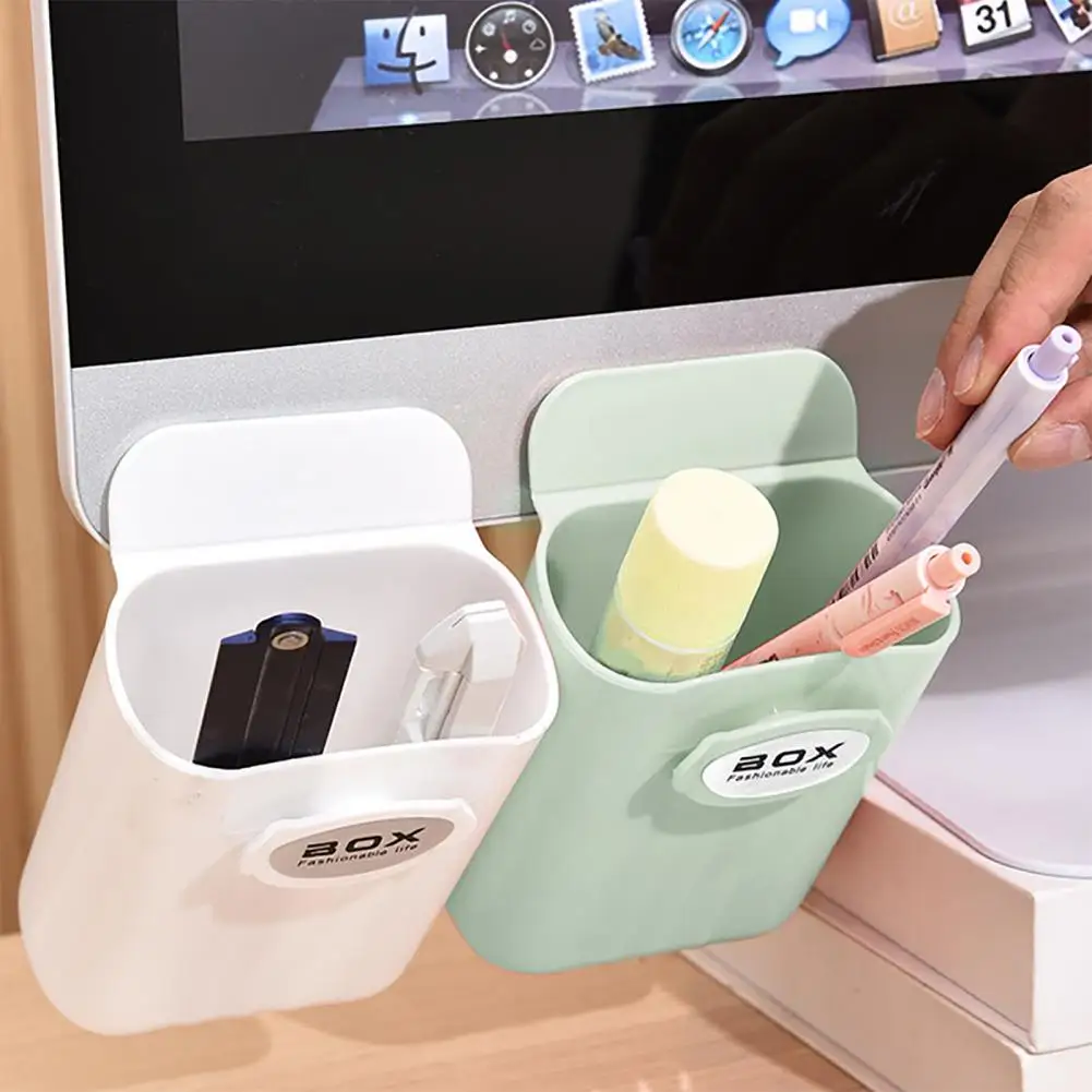 Caja de almacenamiento para brochas de maquillaje, organizador montado en la pared, estante de gran capacidad, soporte para bolígrafos, artículos diversos de papelería