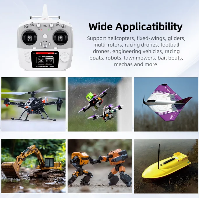 Transmissor radiolink t12d 12ch rc 2.4ghz 2.8 Polegada 4000m de distância com receptor r12f para drone fpv asa fixa carro barco robô