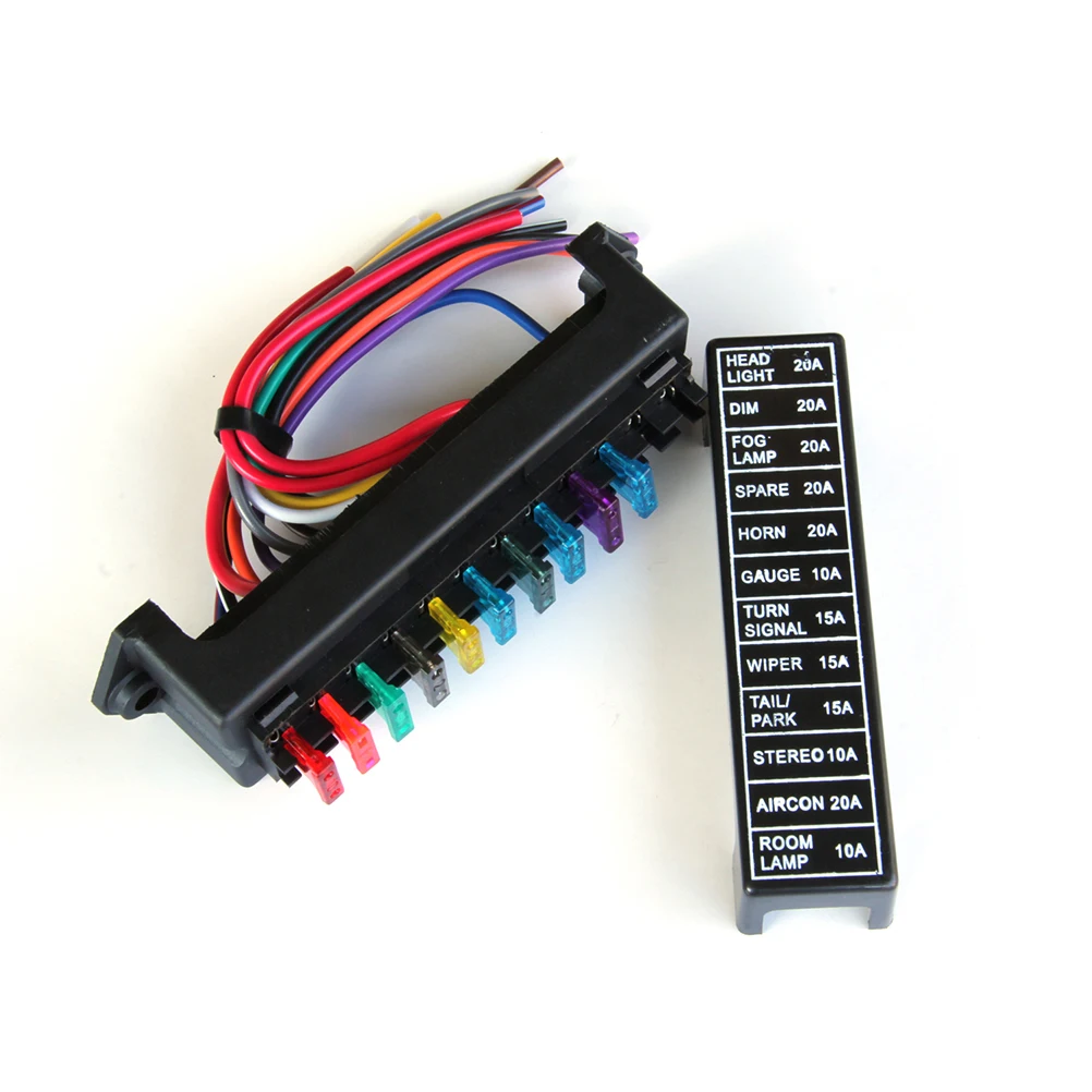 

12-Way Fuse Holder Standard Circuit Fuse Board with 15cm Wire For Car Boat Marine Truck (Fuse Not Included)