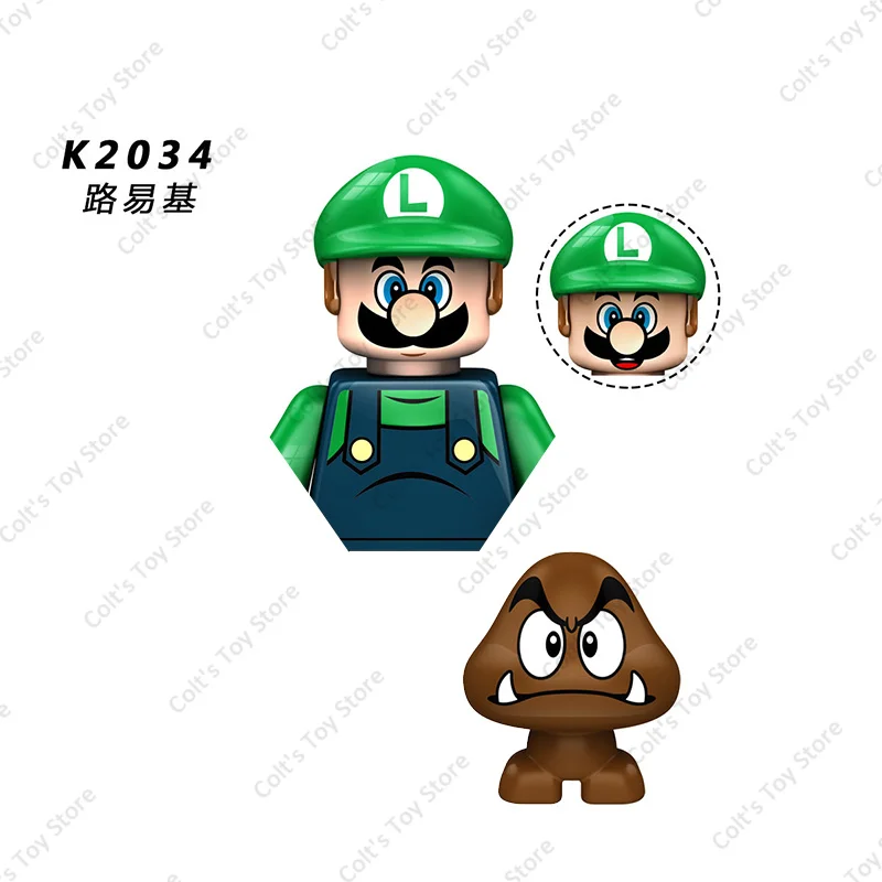 Anime Cartoon Peach Bowser Luigi Super Mario Bros Mini Action Figures Building Blocks Assemble Bricks Model Kids Toys Gifts