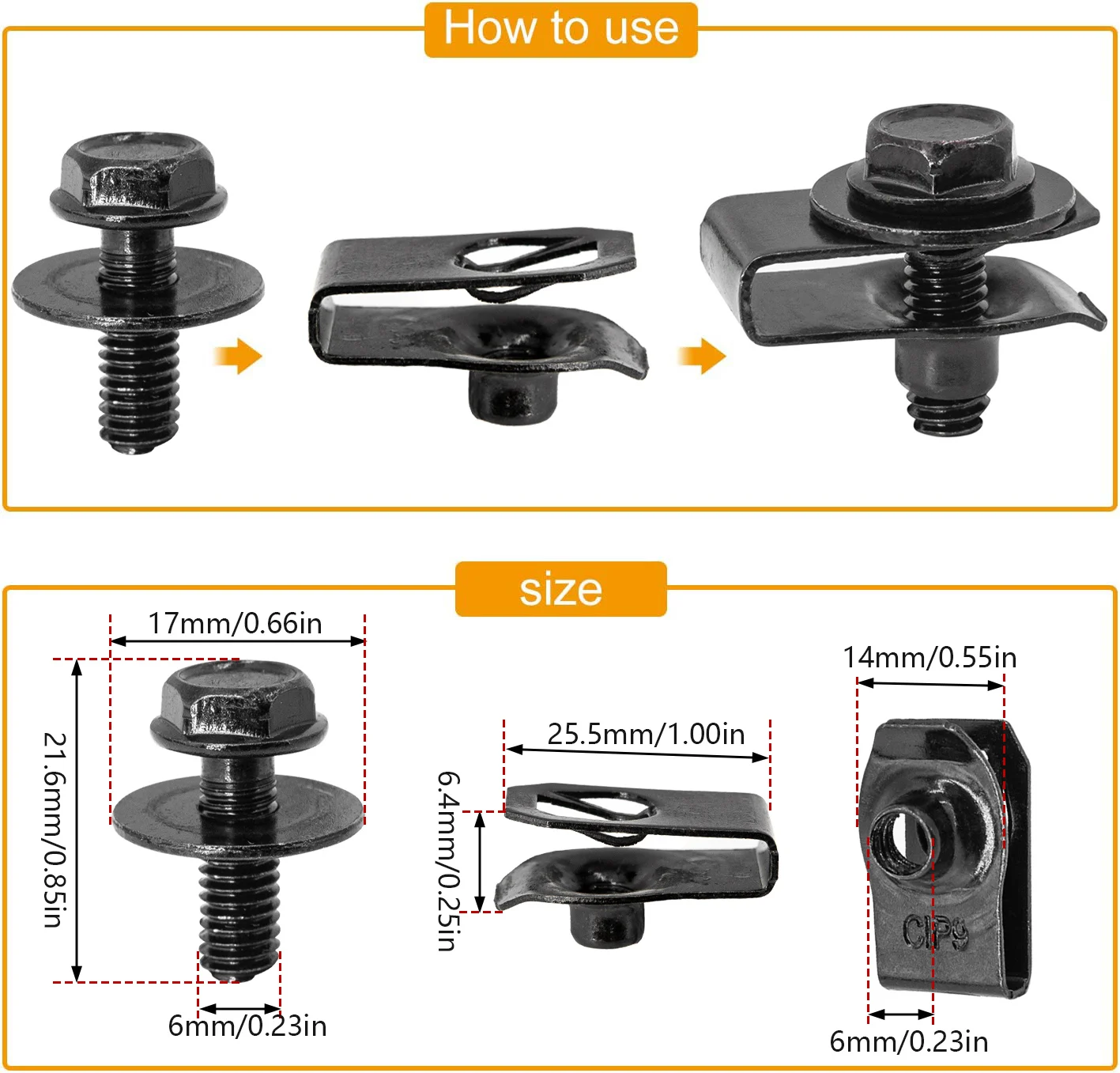 Car Body Bolts & U-nut Clips M6 Engine Under Cover Splash Shield Guard For Nissan QASHQAI Rogue Sport Juke Almera Leaf Frontier