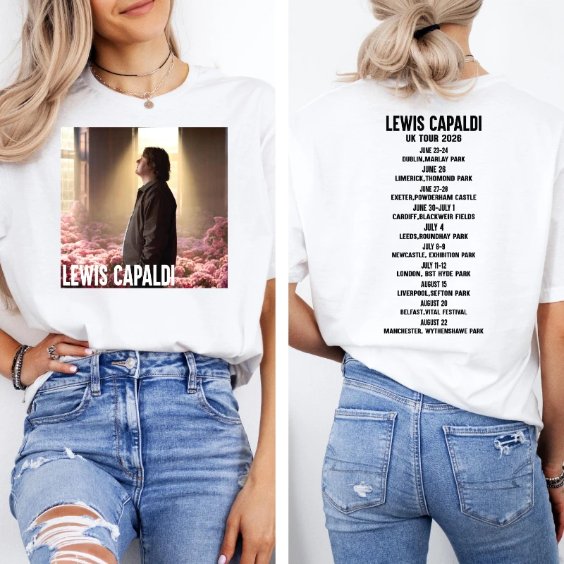 Lewis Capaldi concert T-shirt, popular singer fan merchandise T-shirt;  Couple cotton streetwear shirts  graphic t shirts