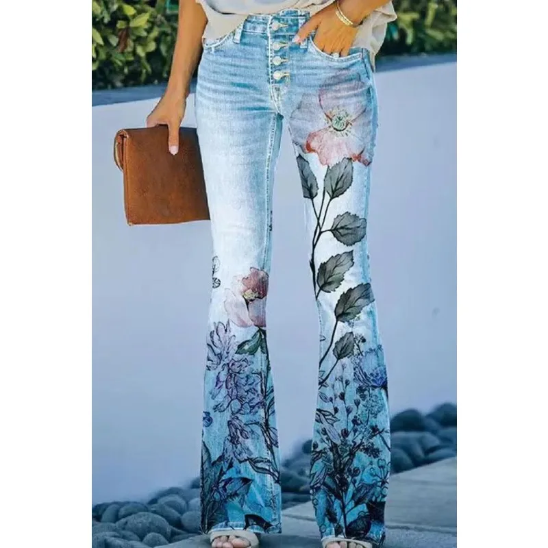 Retro Printing Overalls Women's Fashion New Style Women's Trousers Sexy Low Waist Loose Casual Trousers Vintage Streetwear 70