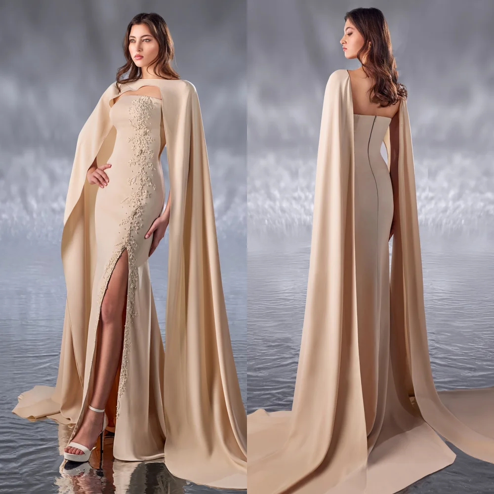 

Customized Women Evening Party Gown Jersey Beading O-Neck Trumpet Long Dresses Bespoke Occasion Gorgeous High Quality Formal