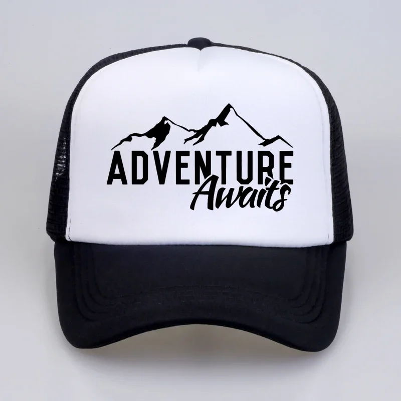 

ADVENTURE AWAITS A Camping Greatested Summer Mesh trucker cap Cool Dad hat Leisure outdoor Baseball caps Unisex snapback hat