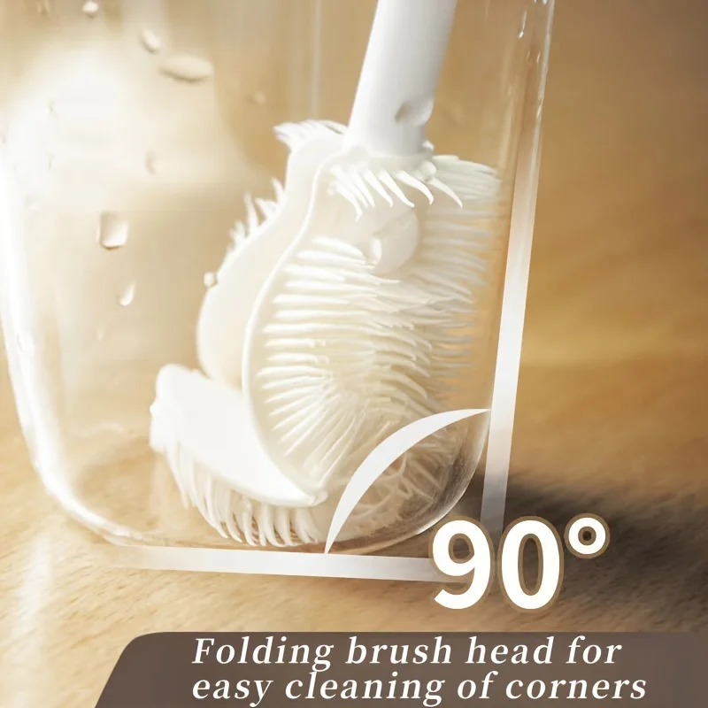 Home Long Handled Soft Cup Brush, Foldable Brush Head Cleaning Brush -360 ° All-round Coverage,Suitable for Kitchen and Home Use