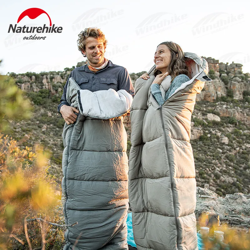 

Naturehike Cotton Sleeping Bag With Hood 210T Polyester Pongee Ultralight Envelope Winter Sleeping Bag Soft Compression Pack