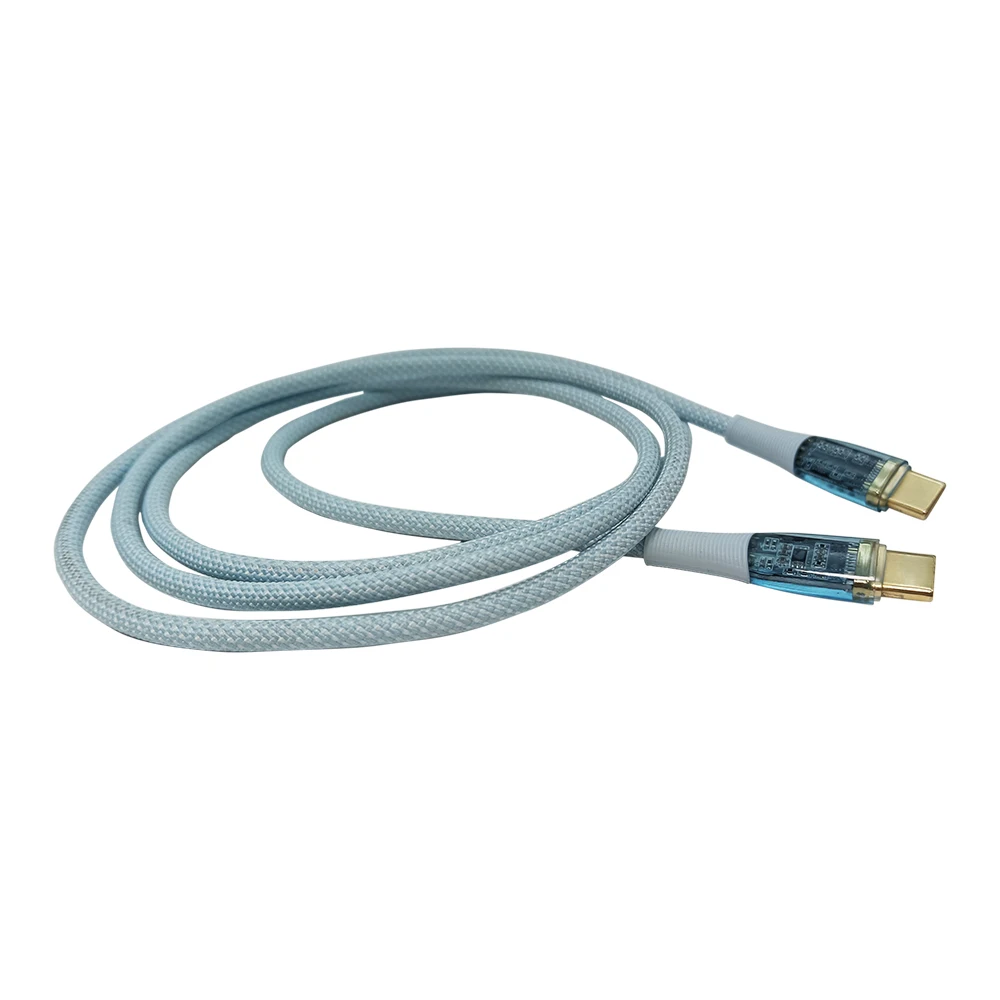 10 Buah Kabel Pengisi Daya Tipe C Cepat PD100W USB 3.1 5A Pengisian Flash 60W Konektor Transparan Kabel Pengisi Daya Data Jalinan Nilon Fo