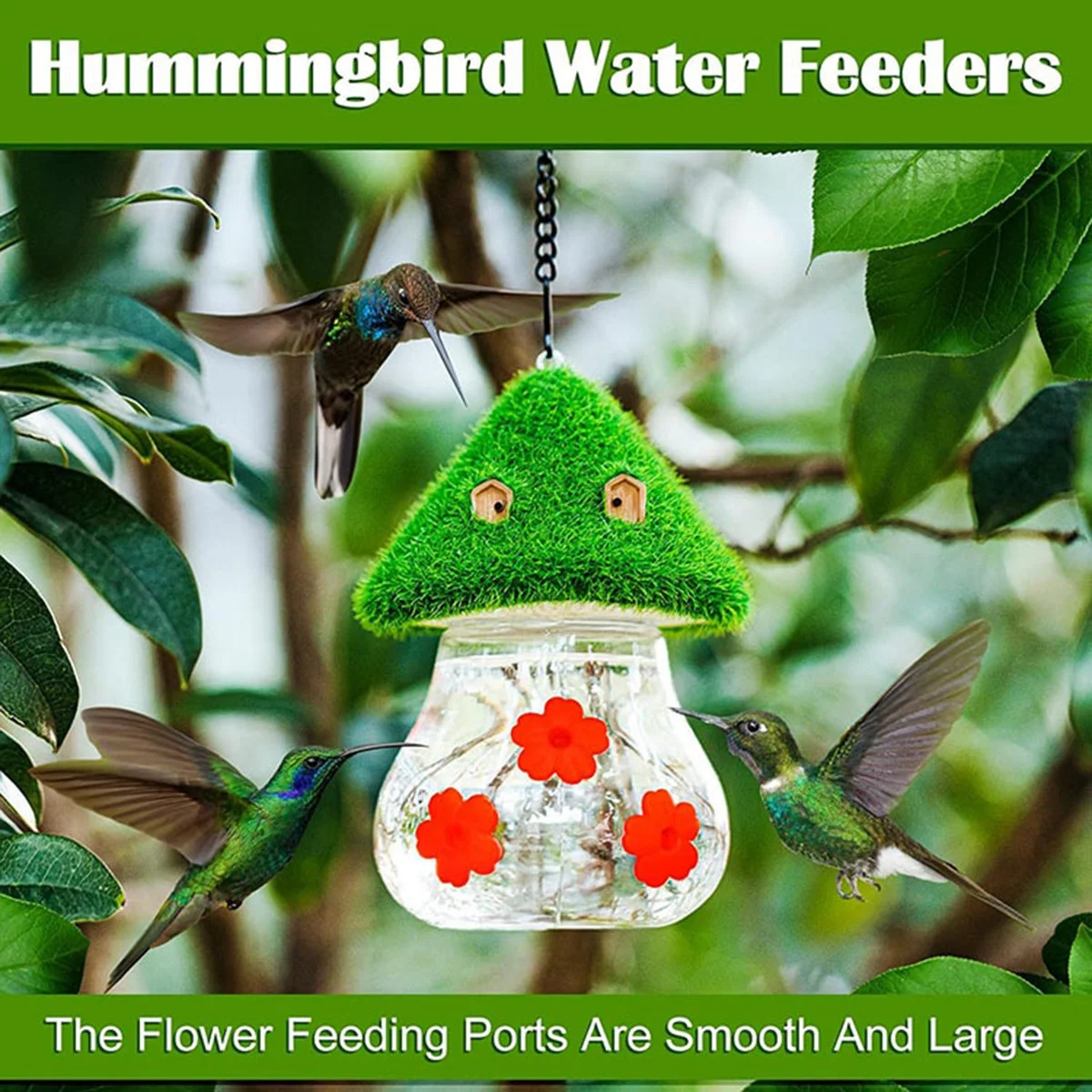 Bird Feeder, Cute Mushroom Shape Bird Water Feeders for Outdoors Hanging Ant and Bee Proof, Garden