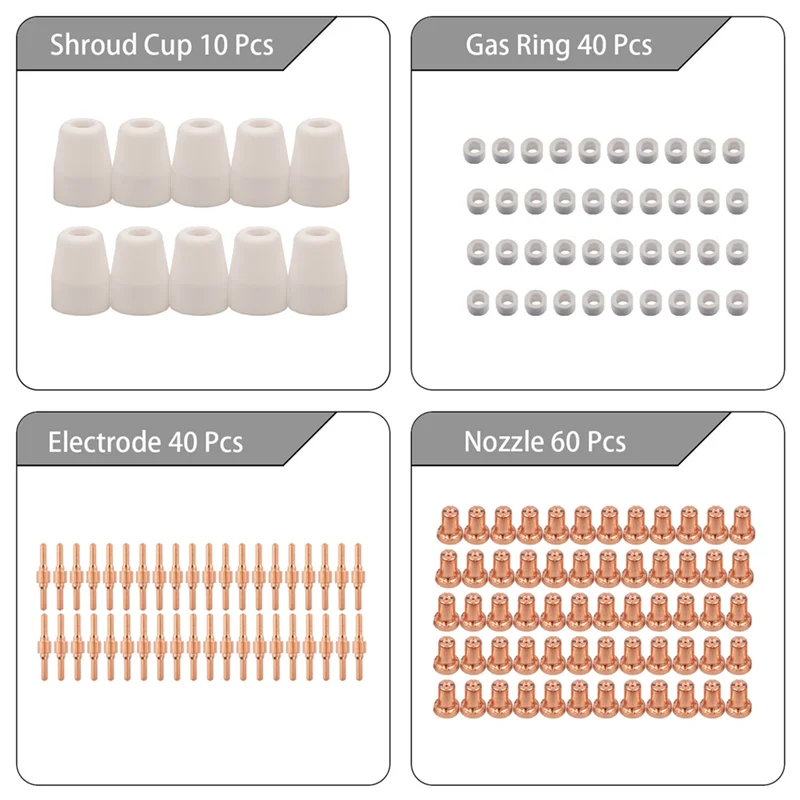 Puntas de electrodo para cortador de Plasma, Kit de consumibles extendidos para piezas, CUT40, CUT50, HYC50D, PLC50D, HYC410, PT31, LG40, 150 PT-31