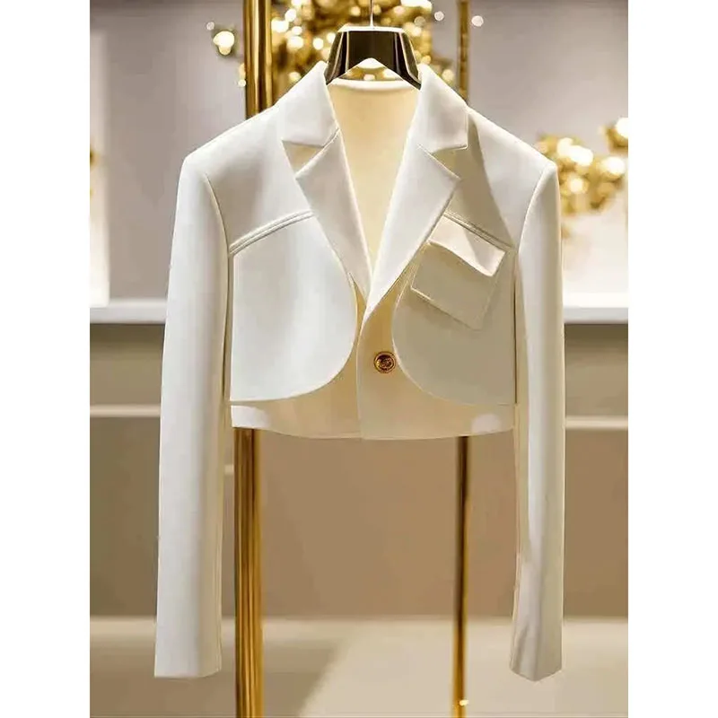 Veste de costume de haute qualité pour femmes, nouvelle collection automne 2026, manches courtes et longues, manteau Blazer décontracté assorti avec tout, costume pour dames, hauts d'extérieur