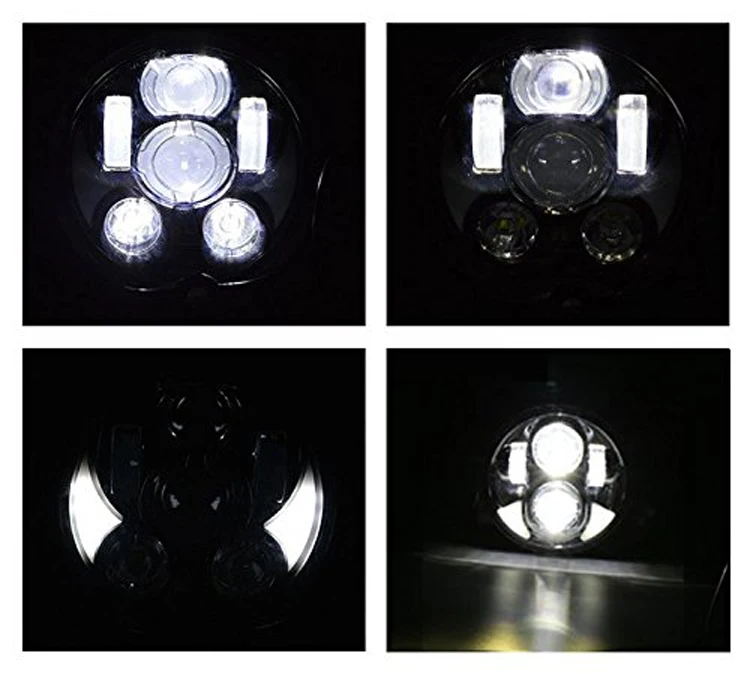 motorcycle lighting system Black/Chrome 45W  LED Defender Lights Round 5.75