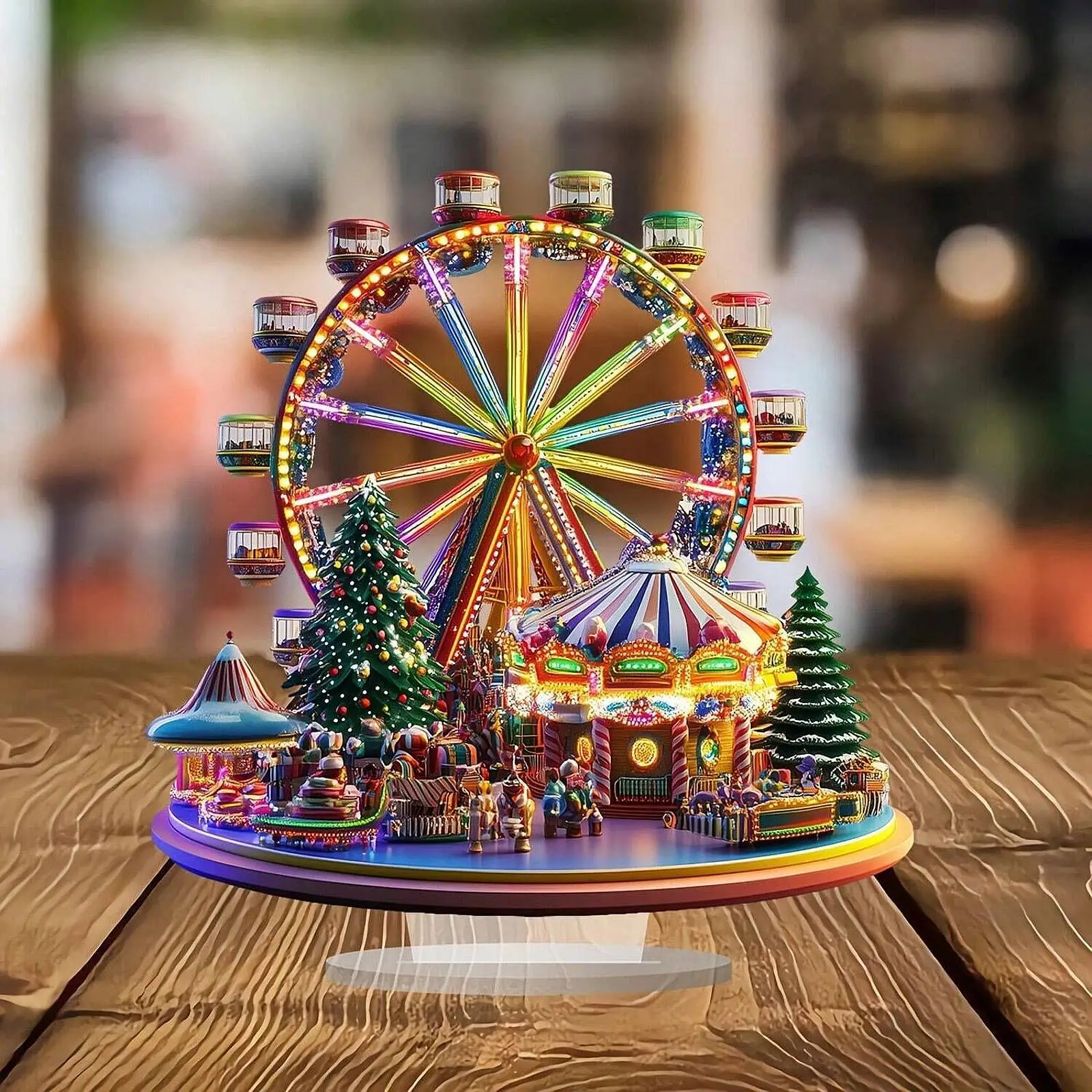 Xmas Ferris Wheel Figurine Valentines Day Desktop Statue Christmas Tree Vintage Design Christmas Decoration for Festival