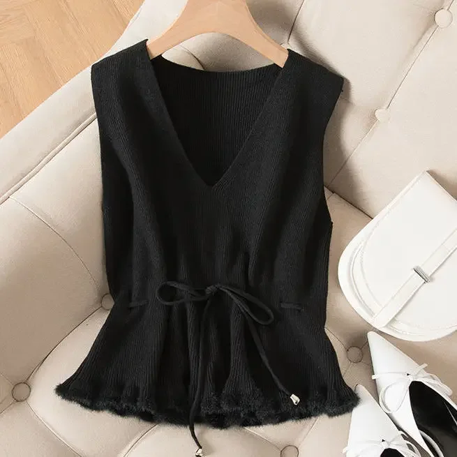 Woman Jacket Vest Women\'s Knitted Vest Autumn and Winter Pullover Sweater Vest Sleeveless Coat Chaleco Mujer
