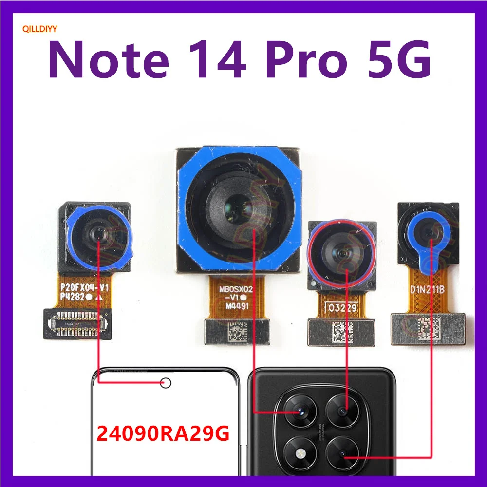 Módulo de cámara principal trasera grande, Cable flexible de cámara frontal pequeña para Xiaomi Redmi Note 14 Pro 5G, piezas de reparación de teléfonos inteligentes