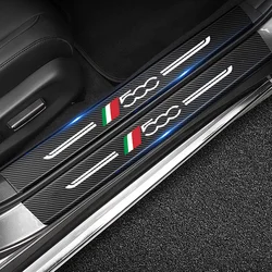 Car Anti Scratch Strips For FIAT 500 Emblem Door Sill Protector Stickers Carbon Fiber Threshold Protection Bumper Film Sticker