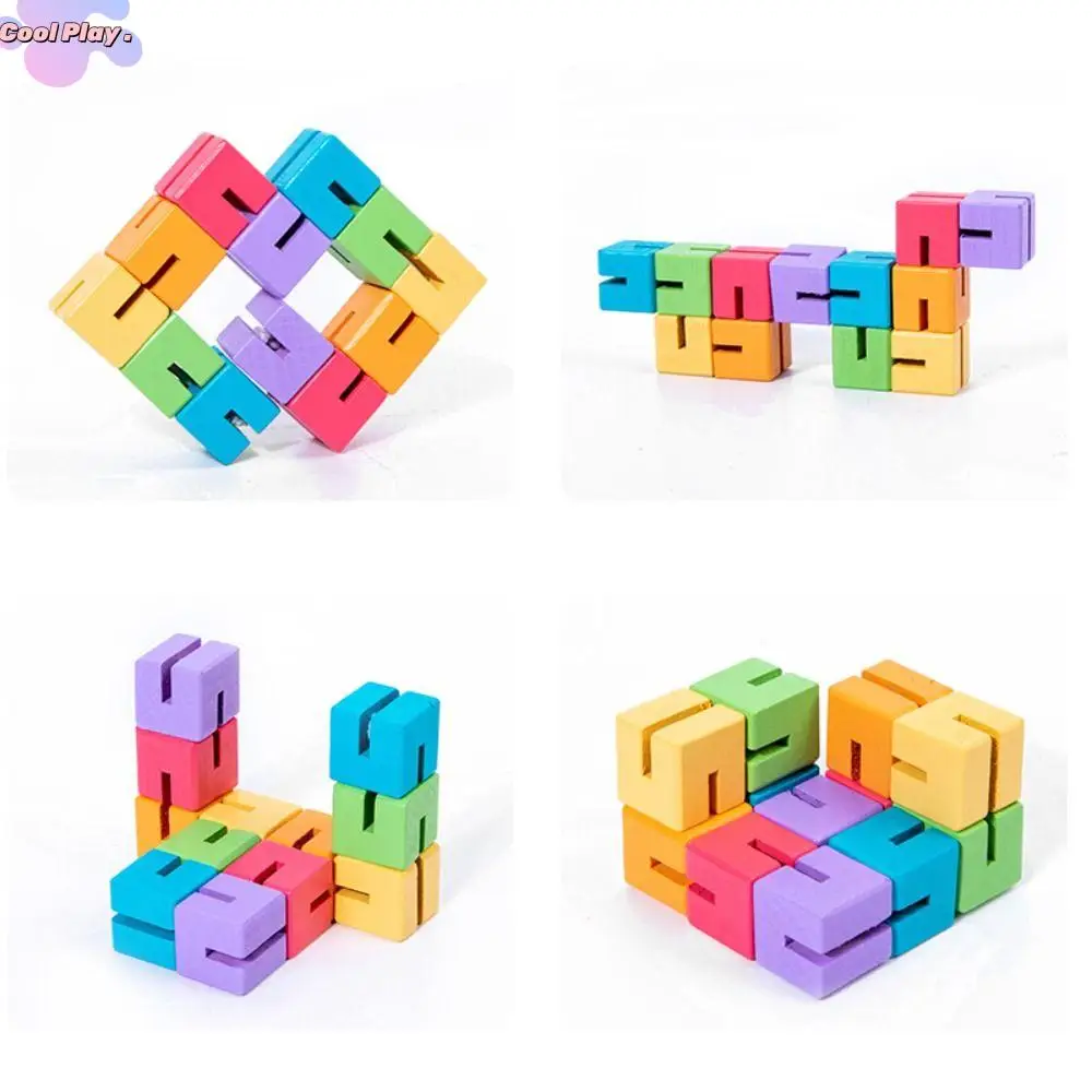 

Brain Training 3D Block Wooden Toy Educational Parent-Child Rainbow Jigsaw Puzzle Colorful Montessori Logical Thinking Game