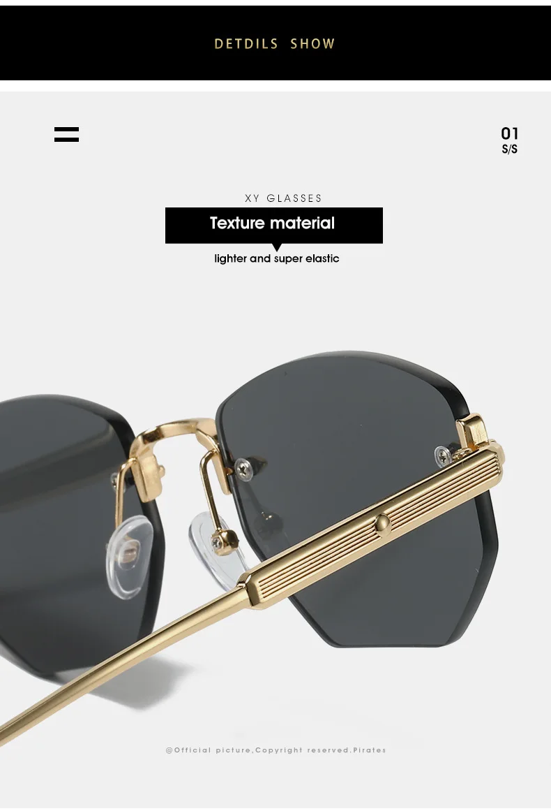 2025 neue Randlose Sonnenbrille Frauen Marke Mode Luxus Uv400 Damen Polygon Sonnenschutz Reise Brillen – Detail 12