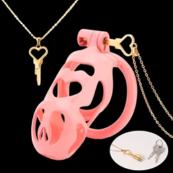 New 5 Sizes Chastity Cage With Heart Key Necklace Cock Cage Lock Male 3D Printing Lightweight Penis Cage BDSM Sex Toys For Men