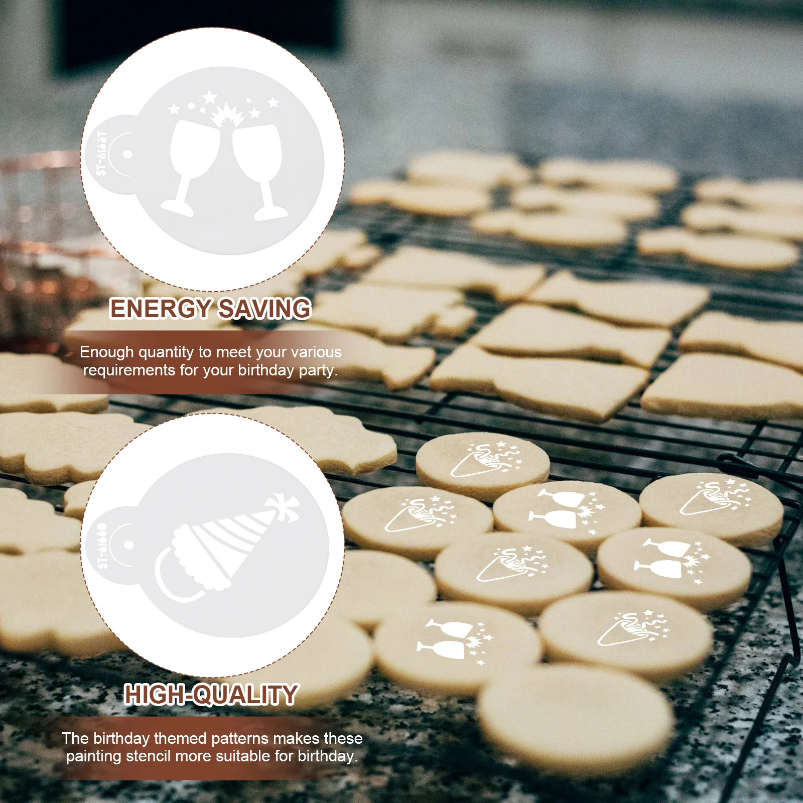 

20pcs Birthday Blessing Coffee Stencils Diy Milk Foam Art Templates For Cappuccino Latte Cake Baking Tools Hollow Sugar Sieve