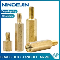 NINDEJIN Male Female Hex Brass Spacer Standoff Screw Nut M2 M3 M4 M5 M6 Threaded Pillar Standoffs Screws for PCB Motherboard