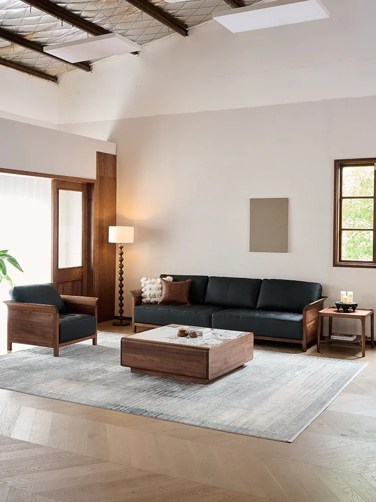 Minimalist Solid Wood Stone Plate Tea Table Living Room Home Square Tea Table Tea Table