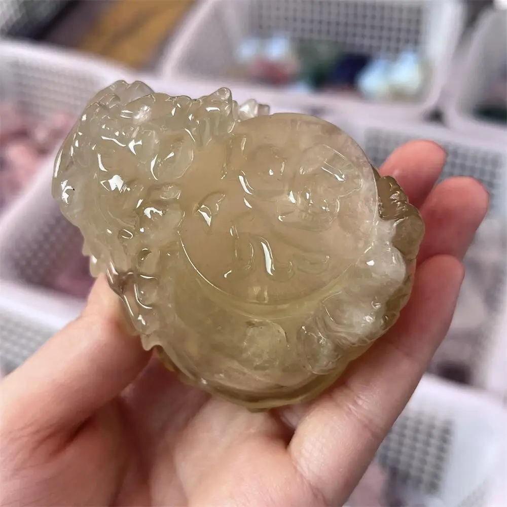 1PCS Natural Quartz Citrine Money Pixiu Carving Animal Home Decor Healing Craft Unique Birthday Gift for Business Success